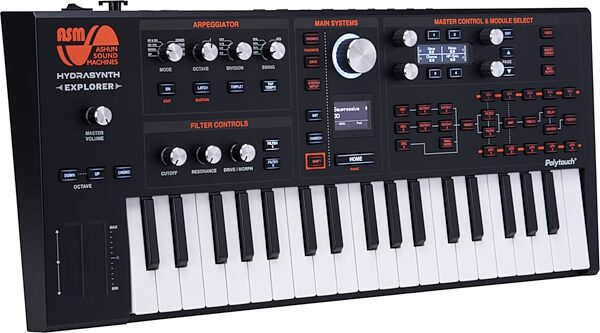 open zoom image for ASM Ashun Sound Machines Hydrasynth Explorer Synthesizer, 37-Key, Black, Action Position Back