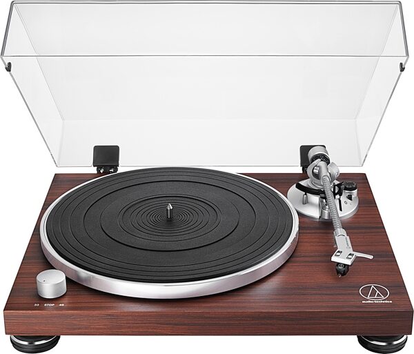 open zoom image for Audio-Technica AT-LPW50BT Belt-Drive Turntable with Bluetooth, Rosewood, AT-LPW50BT-RW, Action Position Front