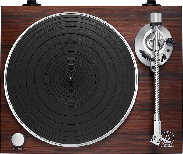 open zoom image for Audio-Technica AT-LPW50BT Belt-Drive Turntable with Bluetooth, Rosewood, AT-LPW50BT-RW, Action Position Front