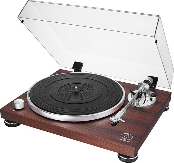 open zoom image for Audio-Technica AT-LPW50BT Belt-Drive Turntable with Bluetooth, Rosewood, AT-LPW50BT-RW, Action Position Front
