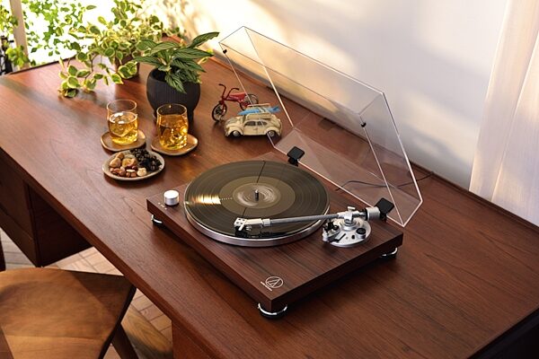 open zoom image for Audio-Technica AT-LPW50BT Belt-Drive Turntable with Bluetooth, Rosewood, AT-LPW50BT-RW, Action Position Back
