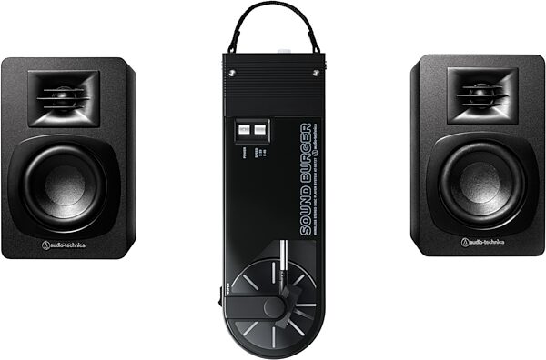 open zoom image for Audio-Technica AT-SB727 Sound Burger Portable Bluetooth Record Turntable, Black, Bundle with AT-SP3X Speakers, Main