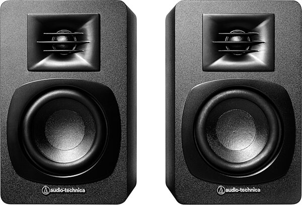 open zoom image for Audio-Technica AT-SP3X Bookshelf Speakers with Bluetooth, Black, Open Box (Like New), Action Position Front