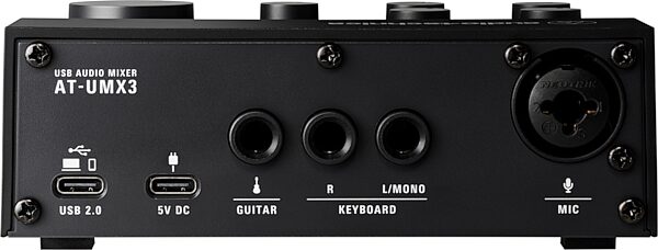 open zoom image for Audio-Technica AT-UMX3 USB Desktop Audio Mixer, Black, Action Position Front