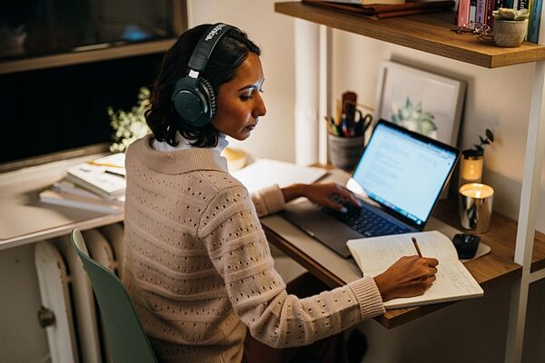 open zoom image for Audio-Technica ATH-M20xBT Wireless Over-Ear Headphones, Black, Open Box (Very Good), Action Position Front