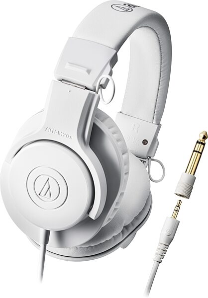 open zoom image for Audio-Technica ATH-M20x Headphones, White, Action Position Front
