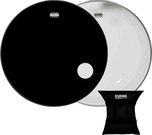 open zoom image for Attack No Overtone Ported Black Bass Drumhead, pack