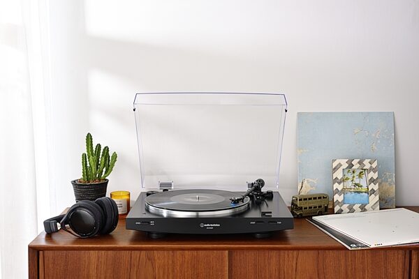 open zoom image for Audio-Technica AT-LP3XBT Belt-Drive Turntable with Bluetooth, Black, AT-LP3XBT-BK, Open Box (Very Good), Action Position Back