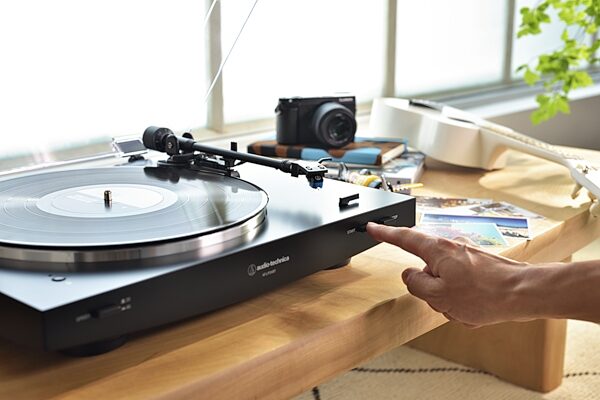 open zoom image for Audio-Technica AT-LP3XBT Belt-Drive Turntable with Bluetooth, Black, AT-LP3XBT-BK, Open Box (Very Good), Action Position Back