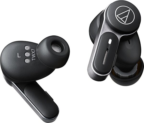 open zoom image for Audio-Technica ATH-TWX7 Wireless Earbuds, Ash Black, Action Position Back