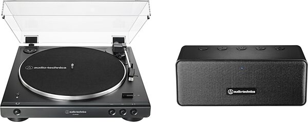 open zoom image for Audio-Technica AT-LP60XBT-BDL65X Automatic Wireless Belt-Drive Turntable and Speaker Bundle, Black, Open Box (Like New), Action Position Back