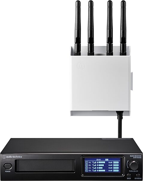 open zoom image for Audio-Technica ATW-1427 System 20 PRO Dual Desk Stand Transmitter Wireless System, New, Action Position Back