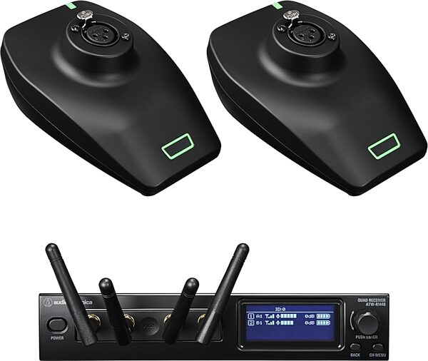 open zoom image for Audio-Technica ATW-1427 System 20 PRO Dual Desk Stand Transmitter Wireless System, New, Action Position Back