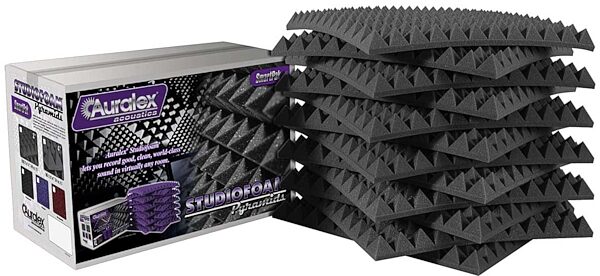 open zoom image for Auralex SP2PYR22 2 in. Studiofoam Pyramids 2x2 Feet Panels, Charcoal Gray