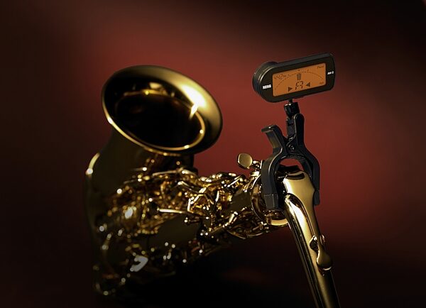 open zoom image for Korg AW2 Clip-On Chromatic Tuner, In Use - Sax