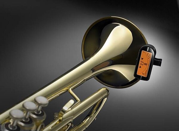 open zoom image for Korg AW-2PLUS Clip-On Orchestral Tuner, In Use with Trumpet