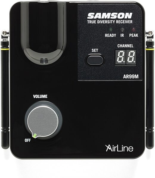 open zoom image for Samson AirLine AWXm Micro Wind Instrument Wireless Microphone System, Band D (542 - 566 MHz), Open Box (Like New), Action Position Front