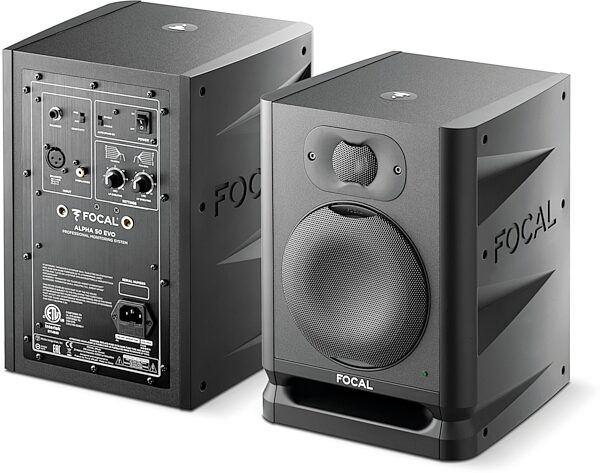open zoom image for Focal Alpha 50 EVO Powered Studio Monitor, Single Speaker, Black, Front and Rear