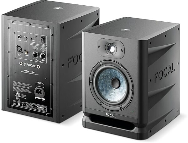open zoom image for Focal Alpha 65 EVO Powered Studio Monitor, Single Speaker, Black, Front and Rear