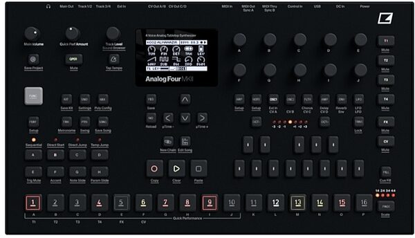 open zoom image for Elektron Analog Four MKII Analog Synthesizer, Black, Main