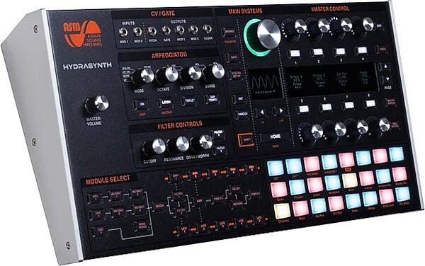 open zoom image for ASM Ashun Sound Machines Hydrasynth Desktop/Rack Synthesizer, New, Angle