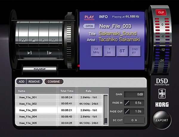 open zoom image for Korg MR1000 1-Bit 5.6MHz Mobile Recorder, AudioGate Software