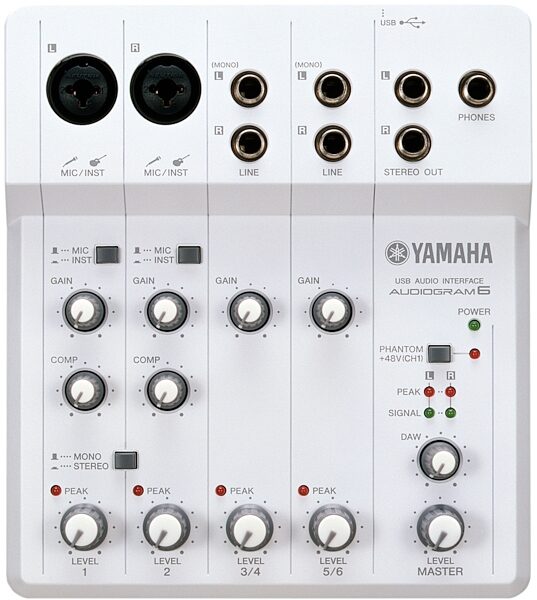 open zoom image for Yamaha Audiogram6 USB Audio Interface (Mac and Windows), Top