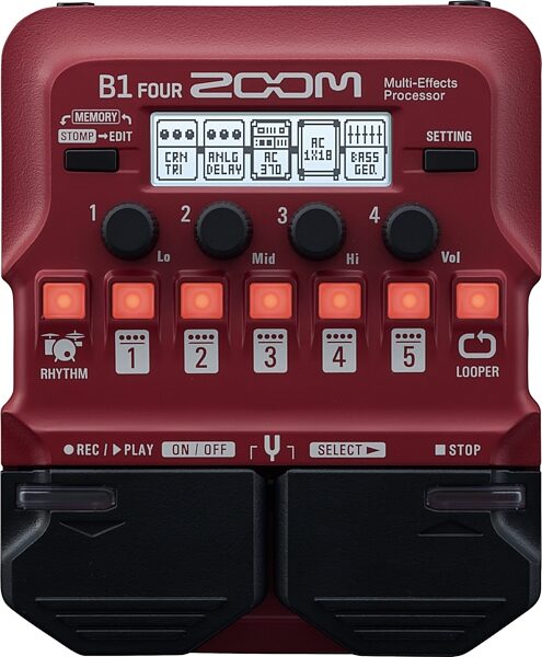 open zoom image for Zoom B1 FOUR Multi-Effects Bass Guitar Pedal, Open Box (Like New), Action Position Front