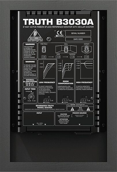 open zoom image for Behringer B3030A 2-Way Active Studio Monitor, Rear