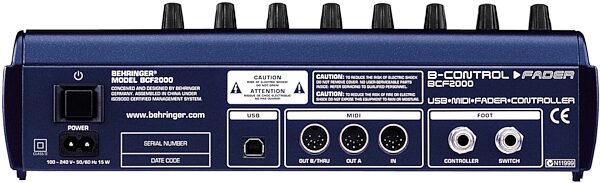 open zoom image for Behringer BCF2000 MIDI Controller with Faders, Rear