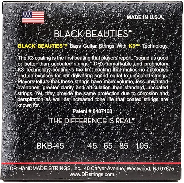 open zoom image for DR Strings BKB45 Black Beauties Electric Bass Strings (Medium, 45-105), Single Pack, Medium, 45-105, BKB-45, view