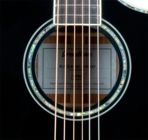 open zoom image for Breedlove Stage Concert Acoustic-Electric Guitar (with Gig Bag), Black Magic - Soundhole