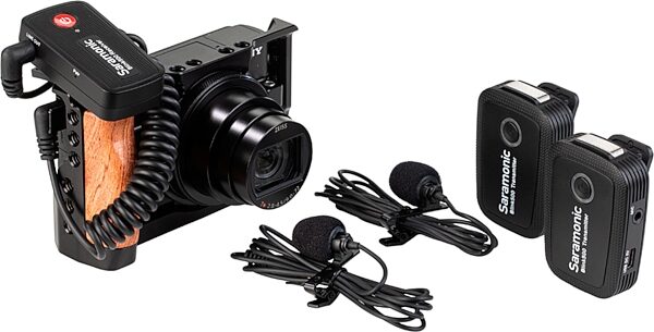 open zoom image for Saramonic Blink 500 B2 Dual Lavalier Camera Wireless Microphone System, Black, Action Position Front