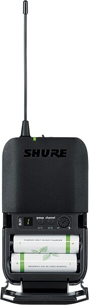 open zoom image for Shure BLX14R/MX53 Wireless Headset Microphone System, Band J11 (596 - 616 MHz), Open Box (Like New), Action Position Back