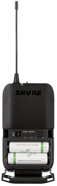 open zoom image for Shure BLX1 Wireless Bodypack Transmitter, Band H9 (512 - 542 MHz), Battery Access