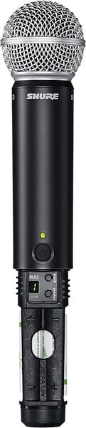 open zoom image for Shure BLX288/SM58 Dual Handheld Wireless SM58 Microphone System, Band J11 (596 - 616 MHz), Silver, Open Box (Very Good), Mic Battery Detail