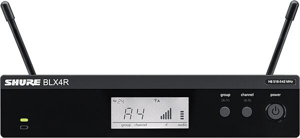 open zoom image for Shure BLX14R/MX53 Wireless Headset Microphone System, Band J11 (596 - 616 MHz), Open Box (Like New), Action Position Back