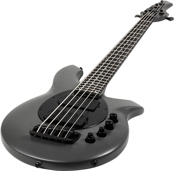 open zoom image for Ernie Ball Music Man Bongo 5HH Electric Bass, 5-String (with Case), Titan Gray, Ebony Fretboard, Action Position Back