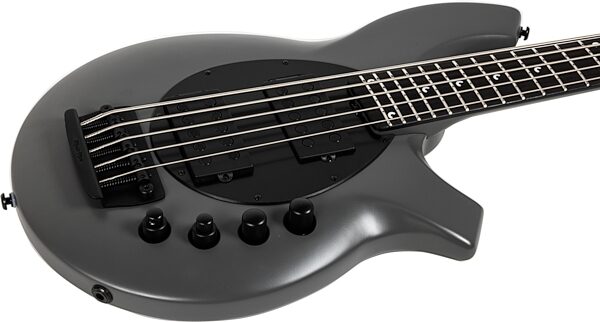 open zoom image for Ernie Ball Music Man Bongo 5HH Electric Bass, 5-String (with Case), Titan Gray, Ebony Fretboard, Action Position Back