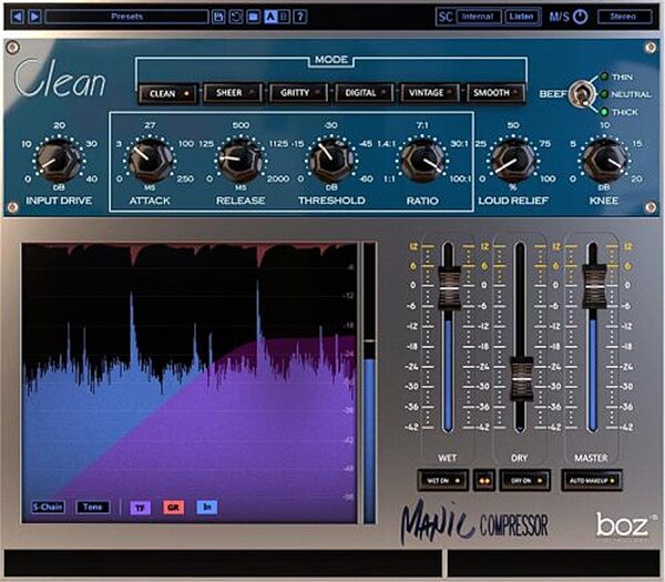 open zoom image for Boz Digital Manic Compressor Audio Plug-in, Digital Download, Action Position Back