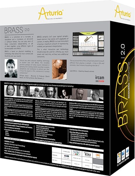 open zoom image for Arturia Brass Physical Modeling Software Synth, Box - Back