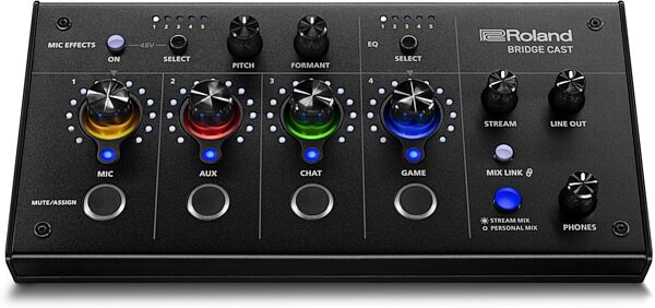 open zoom image for Roland Bridge Cast Dual-Bus Gaming Audio Mixer, New, Action Position Front