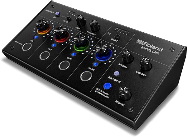 open zoom image for Roland Bridge Cast Dual-Bus Gaming Audio Mixer, New, Action Position Front