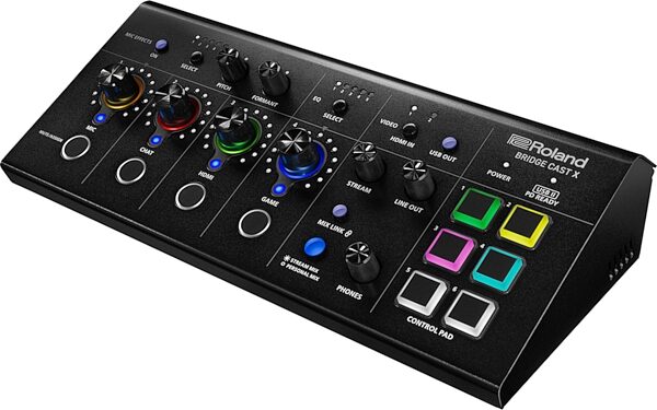 open zoom image for Roland Bridge Cast X Dual-Bus Gaming Audio Mixer and Video Capture, New, Action Position Front