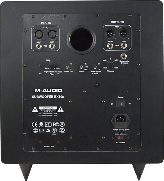 open zoom image for M-Audio BX10s Powered Subwoofer (240 Watts, 1x10 in.), Rear
