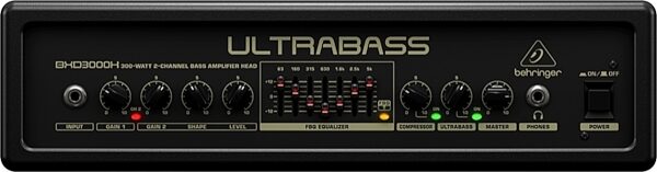 open zoom image for Behringer BXD3000H Ultrabass Bass Amplifier Head, 300 Watts, Front