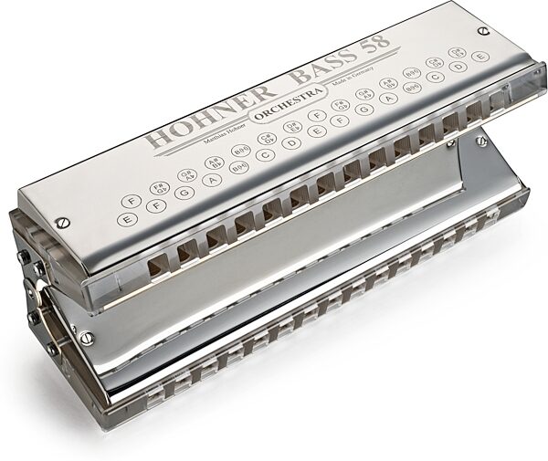 open zoom image for Hohner Bass 58 Harp Orchestral Harmonica, New, Action Position Front