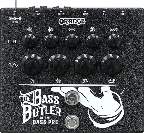 open zoom image for Orange Bass Butler Biamplified Bass Preamp Pedal, New, Action Position Back