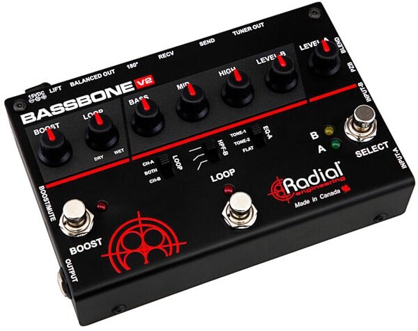 open zoom image for Radial Tonebone Bassbone V2 Bass Guitar Preamp Pedal, New, Angle