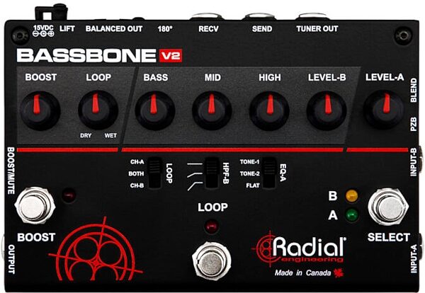 open zoom image for Radial Tonebone Bassbone V2 Bass Guitar Preamp Pedal, New, Top
